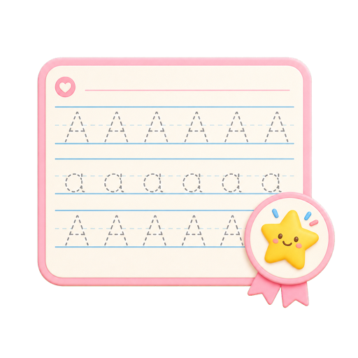 Neat letter worksheet with a star badge