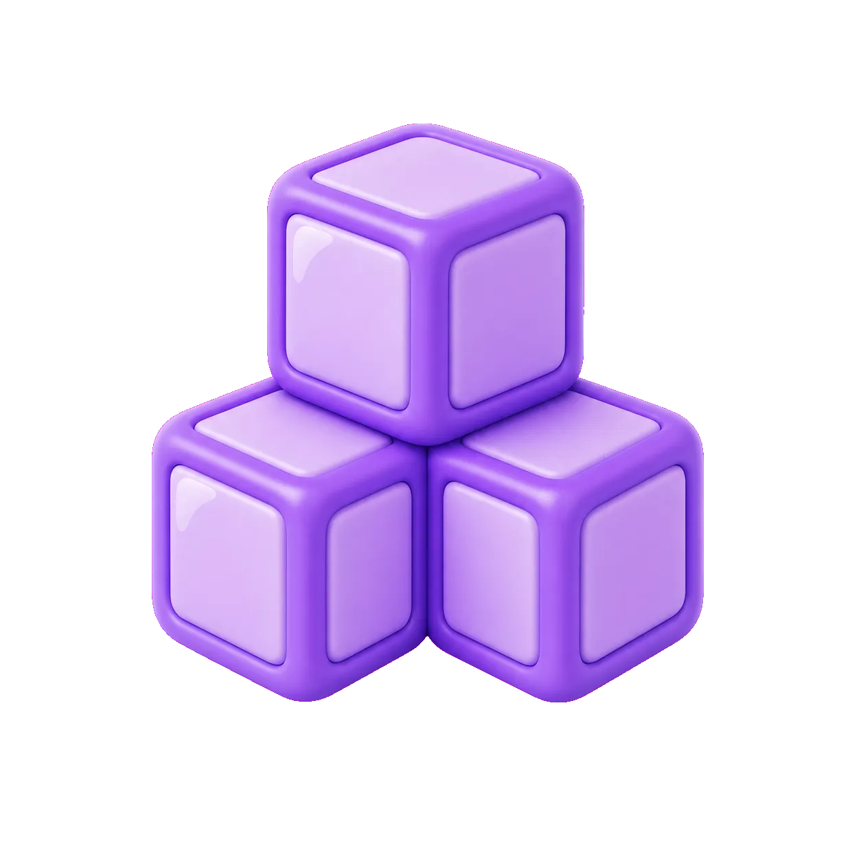 Three purple building blocks illustration
