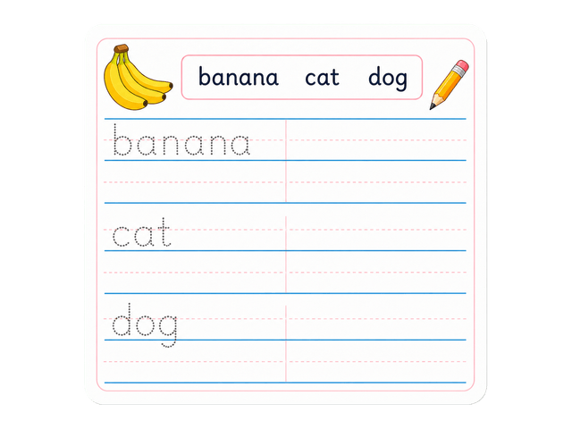 Printable word tracing example with handwriting guide lines