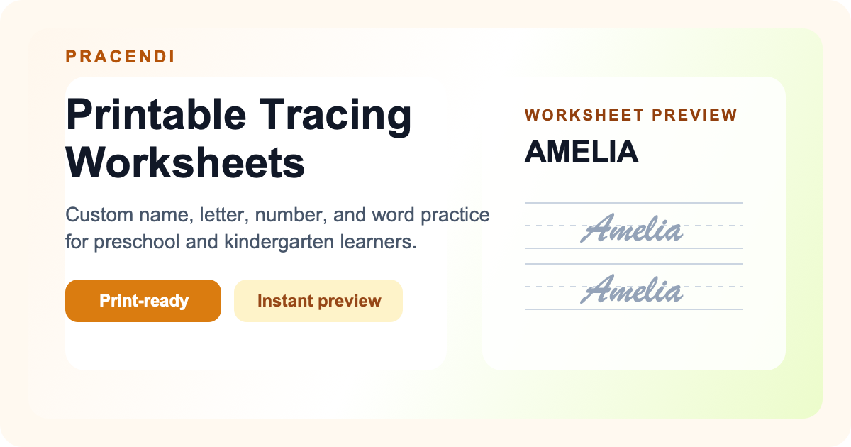 Free Word Tracing Worksheet Generator | Pracendi